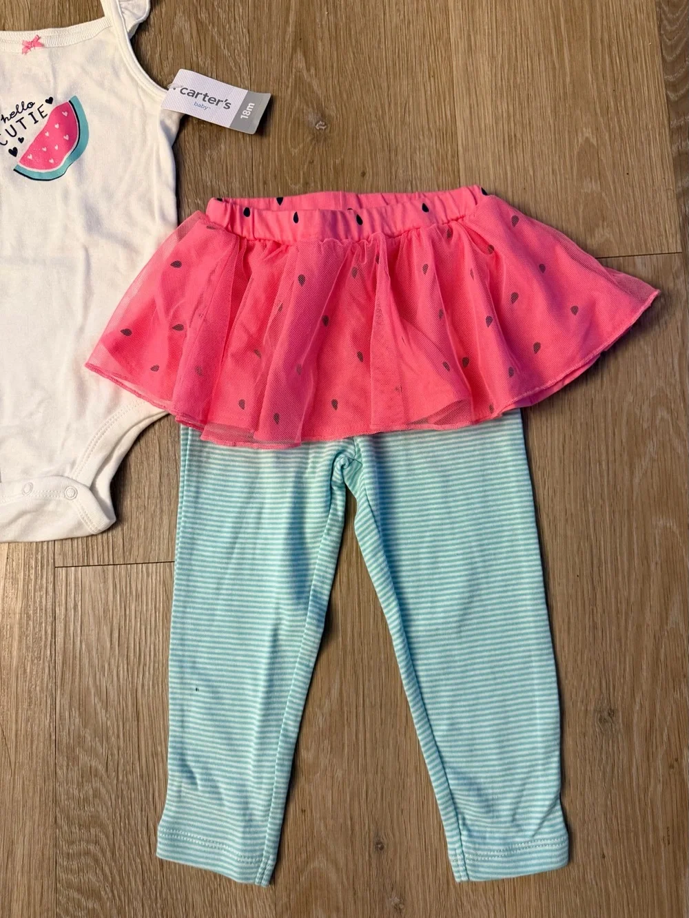 Carter's Watermelon Girl's Size 18 Months Pink Tutu Skirted Leggings Set